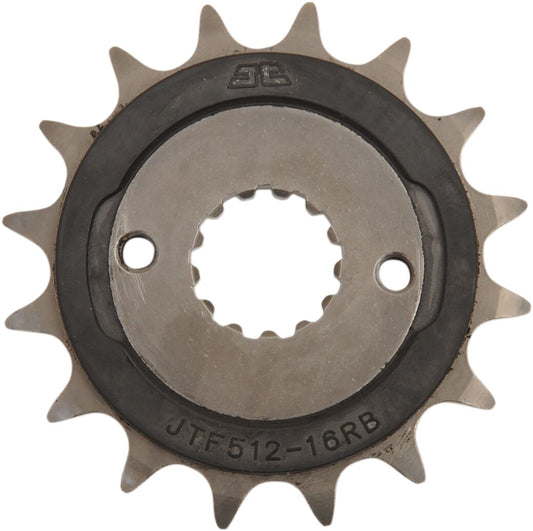 JT SPROCKETS JTF512.16RB FRONT RUBBER CUSHIONED SPROCKET 16 TEETH 520 PITCH NATURAL SCM420 CHROMOLY STEEL ALLOY JTF512.16RB