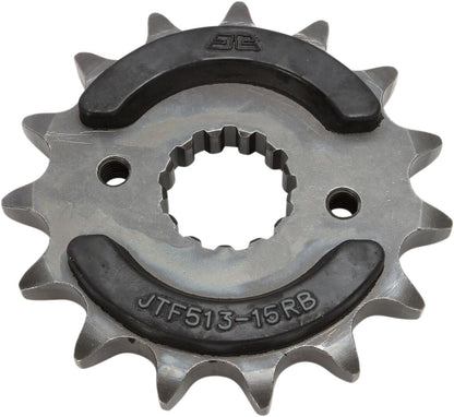JT SPROCKETS JTF513.15RB FRONT RUBBER CUSHIONED SPROCKET 15 TEETH 530 PITCH NATURAL SCM420 CHROMOLY STEEL ALLOY JTF513.15RB