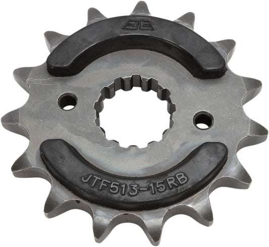 JT SPROCKETS JTF513.15RB FRONT RUBBER CUSHIONED SPROCKET 15 TEETH 530 PITCH NATURAL SCM420 CHROMOLY STEEL ALLOY JTF513.15RB