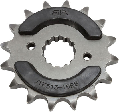 JT SPROCKETS JTF513.16RB FRONT RUBBER CUSHIONED SPROCKET 16 TEETH 530 PITCH NATURAL SCM420 CHROMOLY STEEL ALLOY JTF513.16RB