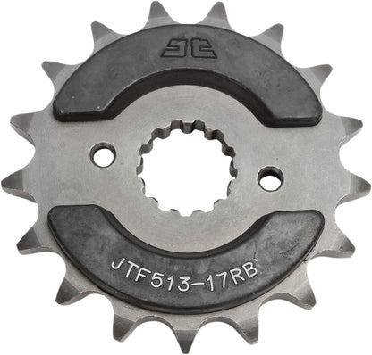 JT SPROCKETS JTF513.17RB FRONT RUBBER CUSHIONED SPROCKET 17 TEETH 530 PITCH NATURAL SCM420 CHROMOLY STEEL ALLOY JTF513.17RB