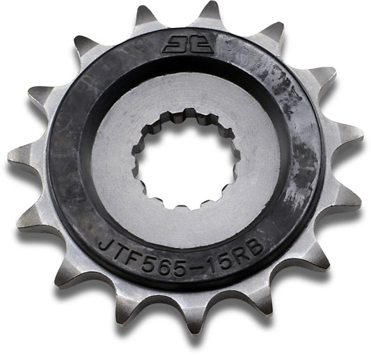 JT SPROCKETS JTF565.15RB FRONT RUBBER CUSHIONED SPROCKET 15 TEETH 520 PITCH NATURAL SCM420/20CRMO CHROMOLY STEEL JTF565.15RB