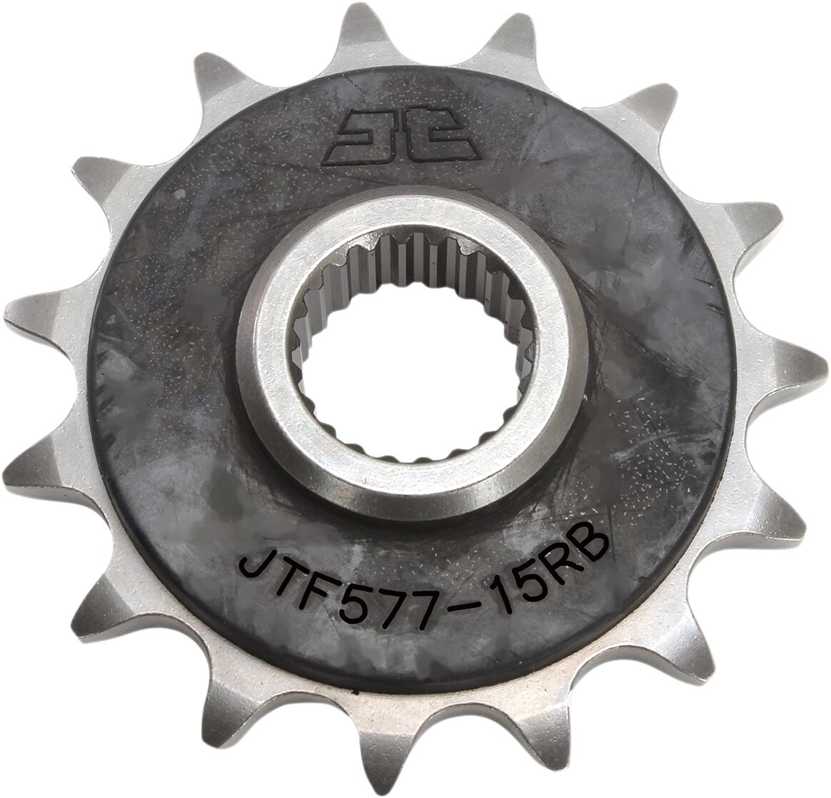 JT SPROCKETS JTF577.15RB FRONT RUBBER CUSHIONED SPROCKET 15 TEETH 520 PITCH NATURAL SCM420 CHROMOLY STEEL ALLOY JTF577.15RB