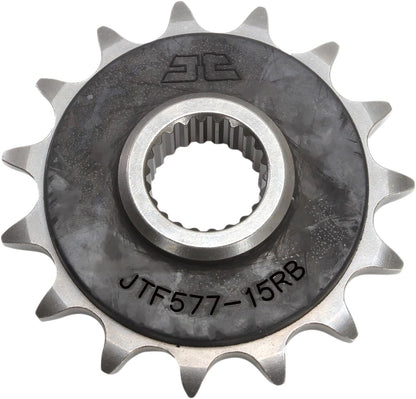 JT SPROCKETS JTF577.15RB FRONT RUBBER CUSHIONED SPROCKET 15 TEETH 520 PITCH NATURAL SCM420 CHROMOLY STEEL ALLOY JTF577.15RB