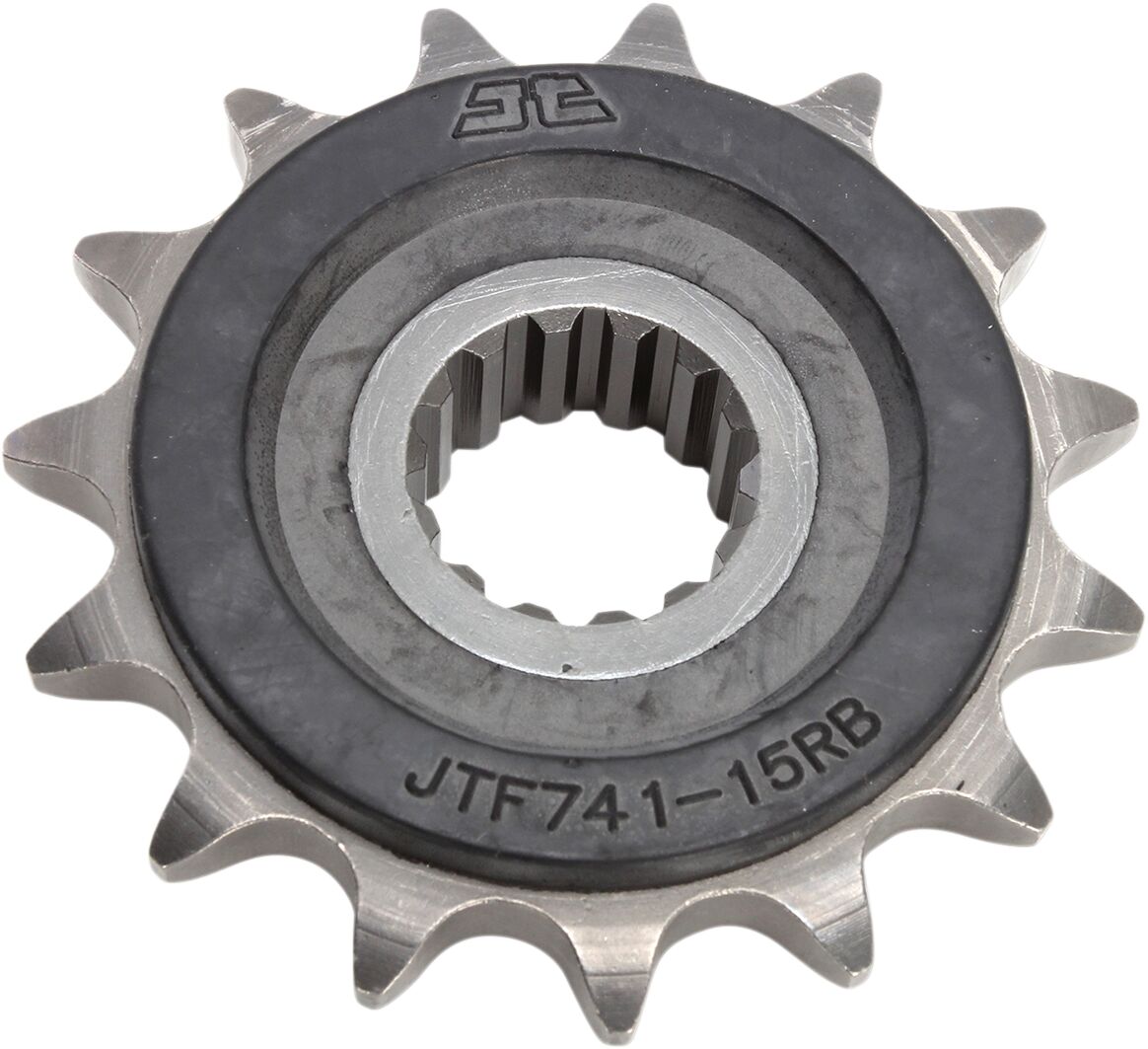 JT SPROCKETS JTF741.15RB FRONT RUBBER CUSHIONED SPROCKET 15 TEETH 525 PITCH NATURAL SCM420 CHROMOLY STEEL ALLOY JTF741.15RB