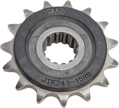 JT SPROCKETS JTF741.15RB FRONT RUBBER CUSHIONED SPROCKET 15 TEETH 525 PITCH NATURAL SCM420 CHROMOLY STEEL ALLOY JTF741.15RB