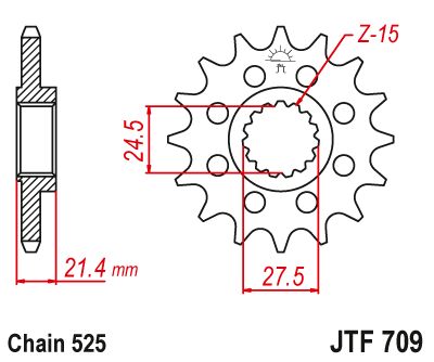 JT SPROCKETS JTF709.16 FRONT REPLACEMENT SPROCKET 16 TEETH 525 PITCH NATURAL CHROMOLY STEEL JTF709.16