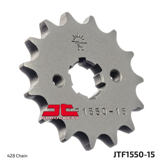 JT SPROCKETS JTF1550.15 FRONT REPLACEMENT SPROCKET 15 TEETH 428 PITCH NATURAL CHROMOLY STEEL JTF1550.15