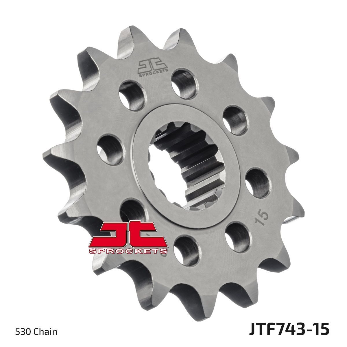 JT SPROCKETS JTF743.15 FRONT REPLACEMENT SPROCKET 15 TEETH 530 PITCH NATURAL CHROMOLY STEEL JTF743.15