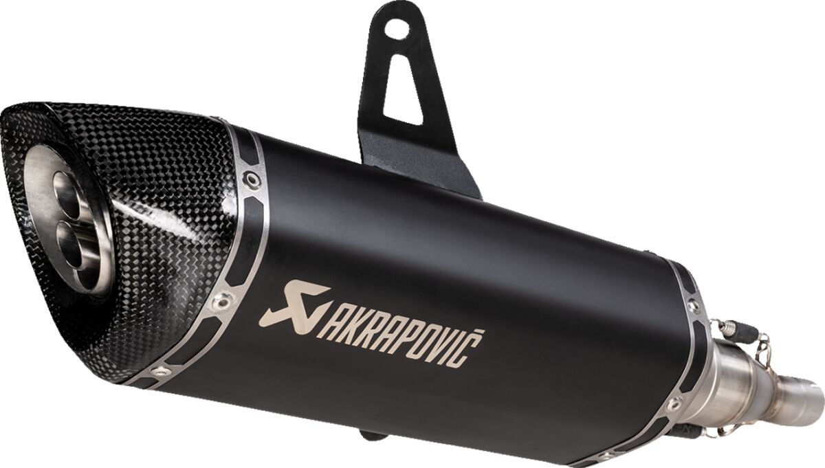AKRAPOVIC SLIP-ON LINE MUFFLER BLACK STAINLESS STEEL CARBON END CAP S-IT125SO1-HRTBL