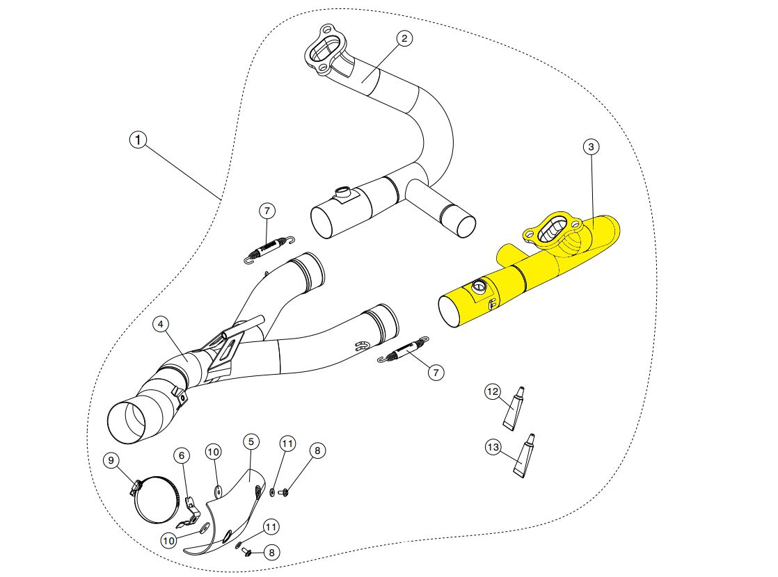 AKRAPOVIC HEADER STAINLESS STEEL RIGHT H-B12R4R