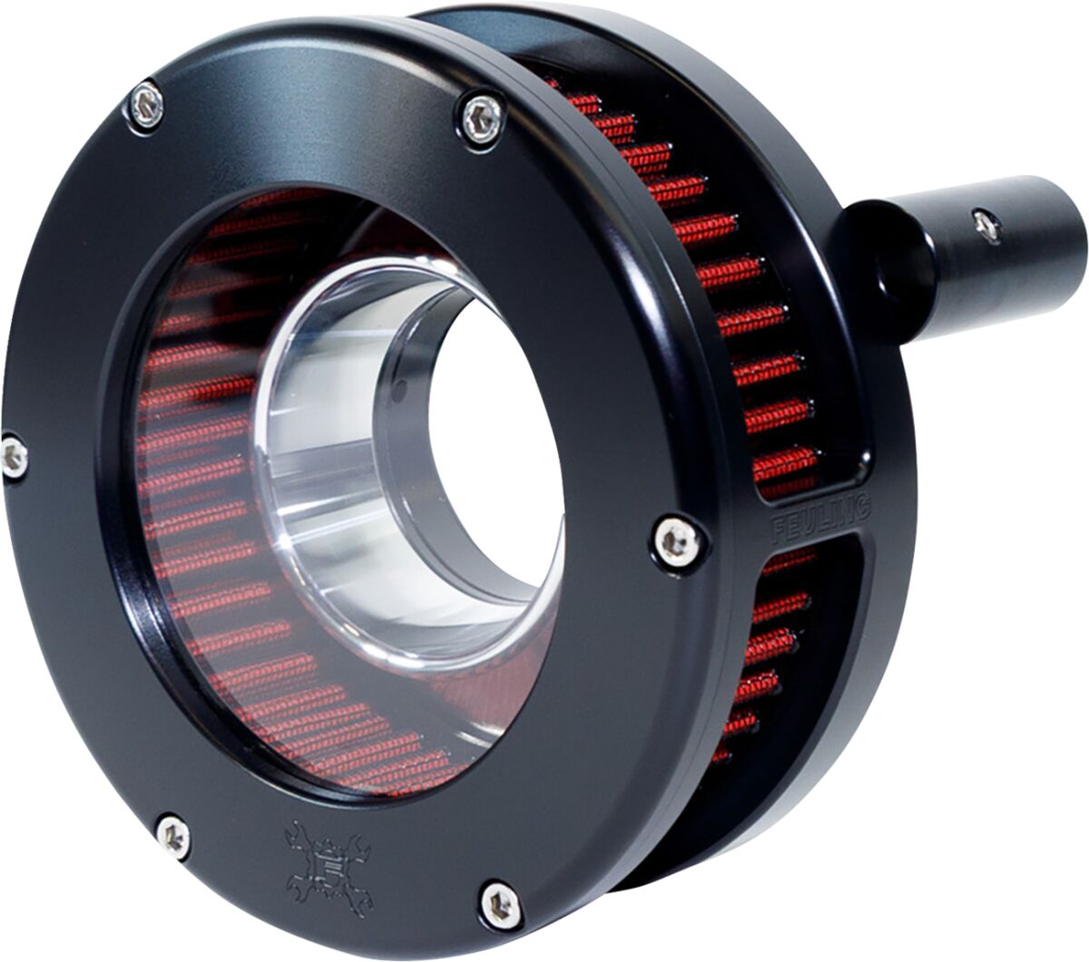 Feuling Parts AIR CLEANER BA SLIM CLEAR COVER BLACK/RED 99-17 TWIN CAM 5444-S