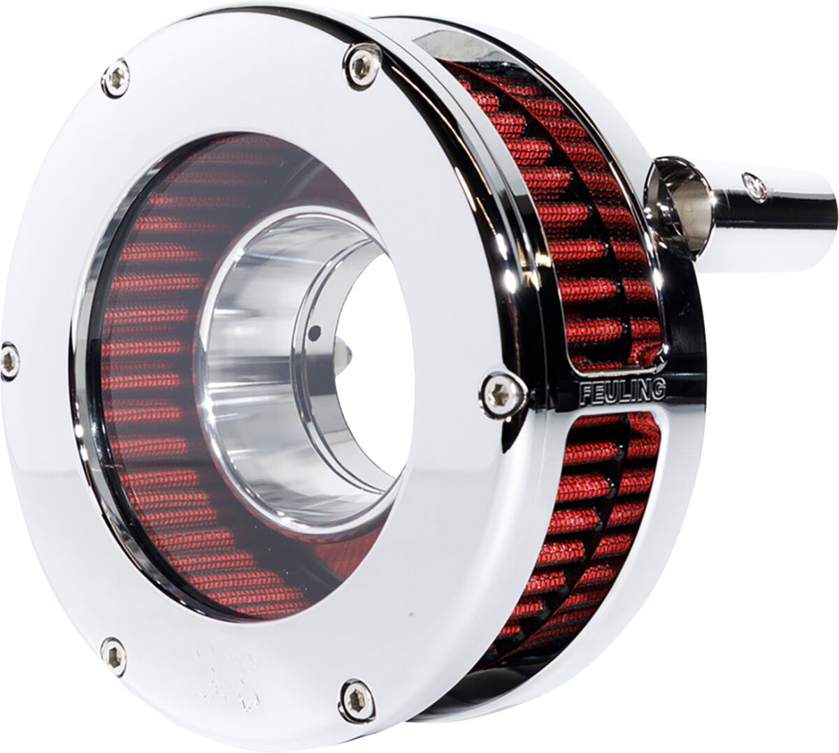 Feuling Parts AIR CLEANER BA SLIM CLEAR COVER CHROME/RED 99-17 TWIN CAM 5448-S