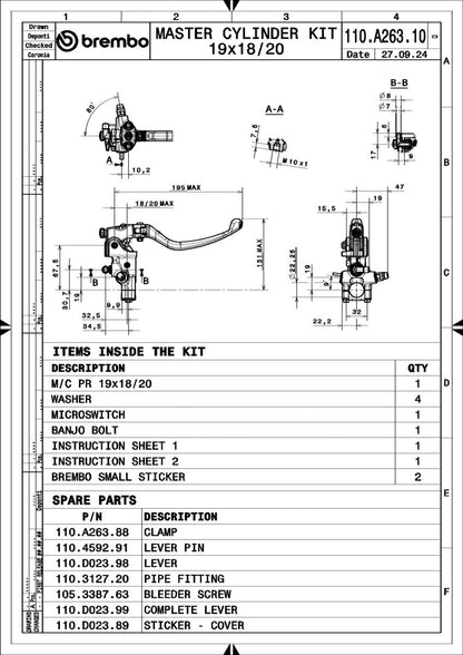 BREMBO BRAKE MASTER CYLINDER RCS 110A26310