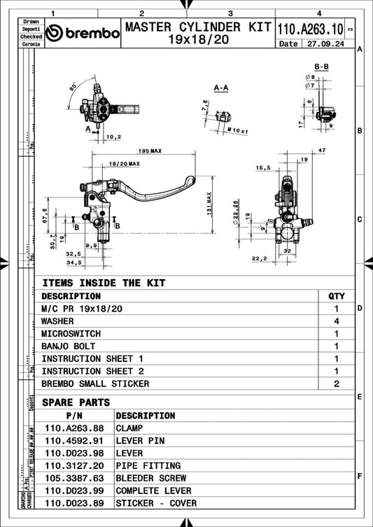 BREMBO BRAKE MASTER CYLINDER RCS 110A26310