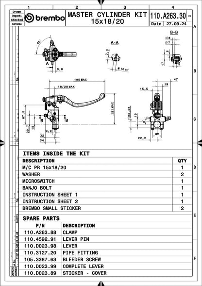 BREMBO BRAKE MASTER CYLINDER RCS 110A26330