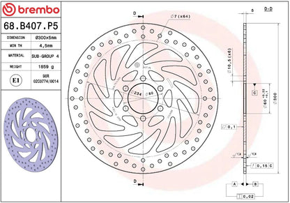 BREMBO BRAKE ROTOR FIXED SERIE ORO 68B407P5