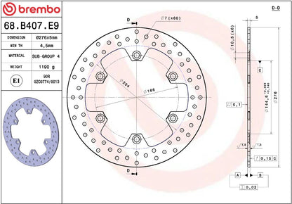 BREMBO BRAKE ROTOR FIXED SERIE ORO 68B407E9