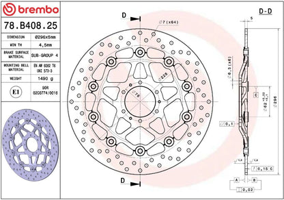 BREMBO BRAKE ROTOR FLOATING SERIE ORO 78B40825