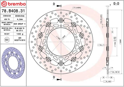 BREMBO BRAKE ROTOR FLOATING SERIE ORO 78B40831