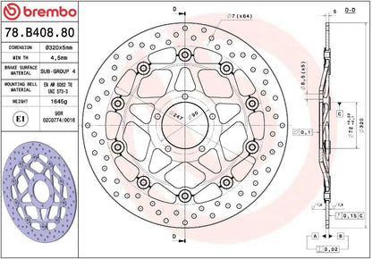 BREMBO BRAKE ROTOR FLOATING SERIE ORO 78B40880