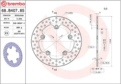 BREMBO BRAKE ROTOR FIXED SERIE ORO 68B40785