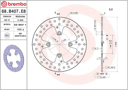 BREMBO BRAKE ROTOR FIXED SERIE ORO 68B407E8