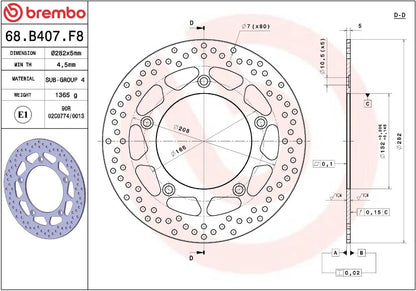 BREMBO BRAKE ROTOR FIXED SERIE ORO 68B407F8