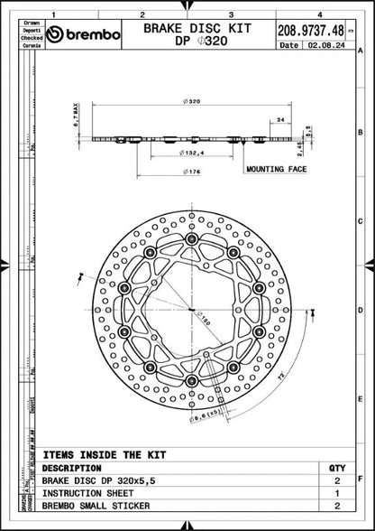 BREMBO BRAKE ROTOR KIT SUPERSPORT RACING 208973748