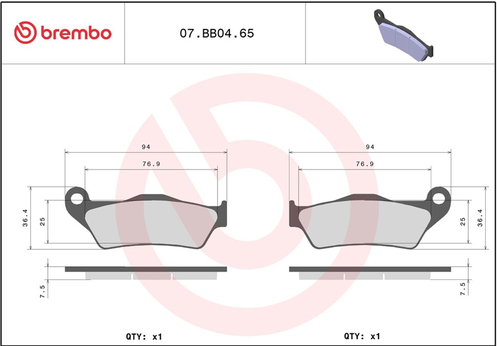 BREMBO BRAKE PAD GENUINE SINTER 07BB0465