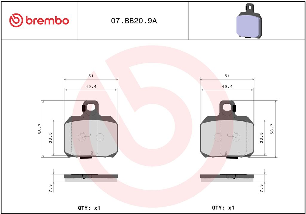 BREMBO BRAKE PAD GENUINE SINTER 07BB209A