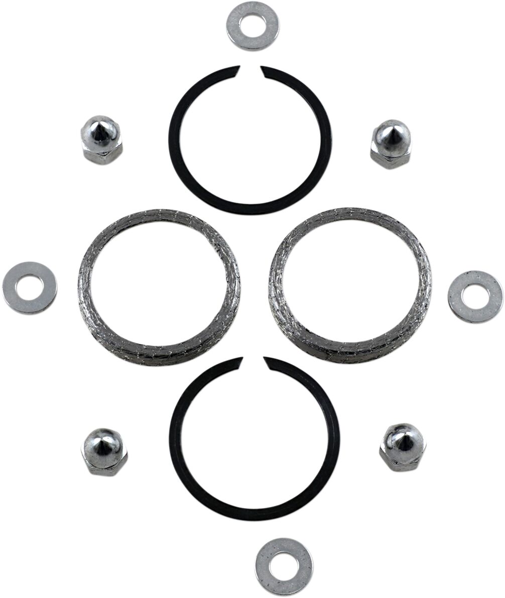 JAMES GASKET GASKET KIT EXHAUST MOUNTING WITH KNITTED WIRE GASKETS & CHROME ACORN NUTS JGI-65324-83-KWG1