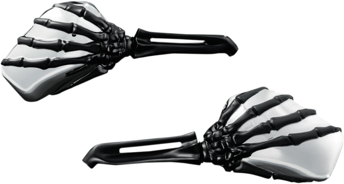 KURYAKYN SKELETON HAND MIRRORS WITH BLACK STEMS AND CHROME HEADS KUR1764