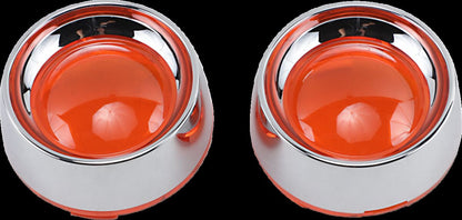 KURYAKYN DEEP DISH BEZELS FOR BULLET TURN SIGNALS AMBER LENS CHROME BEZEL KUR2108