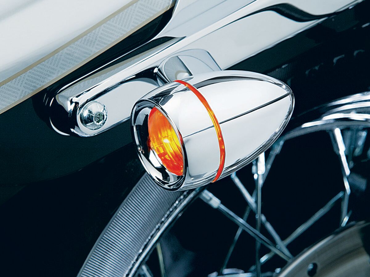 KURYAKYN DEEP DISH BEZELS FOR BULLET TURN SIGNALS AMBER LENS CHROME BEZEL KUR2108