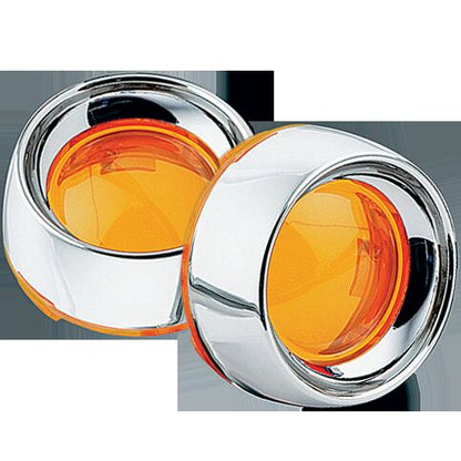 KURYAKYN DEEP DISH BEZELS FOR BULLET TURN SIGNALS AMBER LENS CHROME BEZEL KUR2108