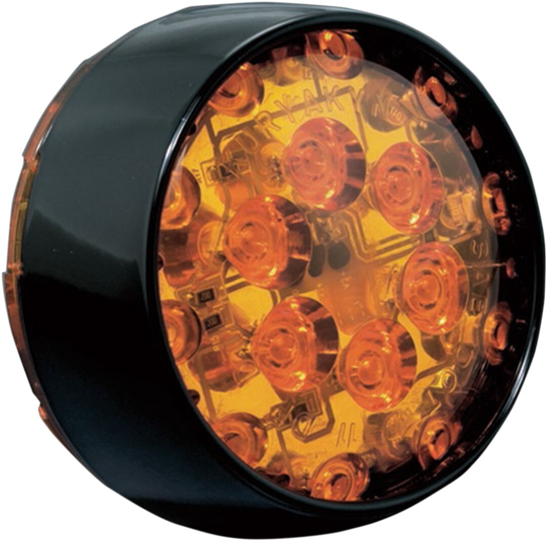 KURYAKYN TURN SIGNAL INSERTS ECE COMPLIANT BULLET STYLE AMBER LED AMBER LENS BLACK BEZEL 5474