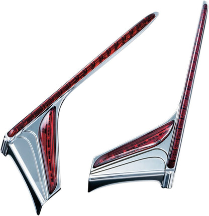 KURYAKYN VERTICAL REAR LED LIGHT STRIPS WITH RED LENSES CHROME KUR3237