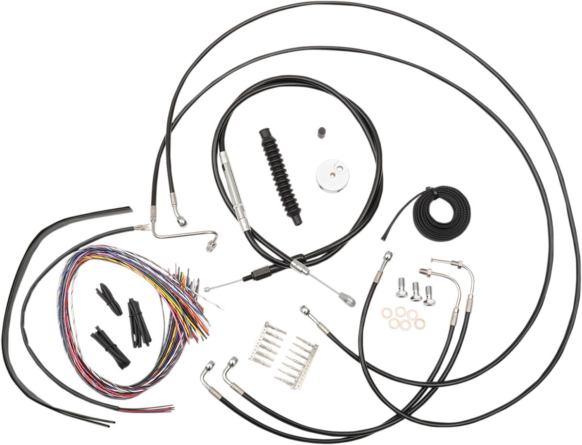 LA CHOPPERS CABLE AND BRAKE LINE KIT BLACK VINYL FOR 12"-14" APE HANGERS LA-8051KT2-13B