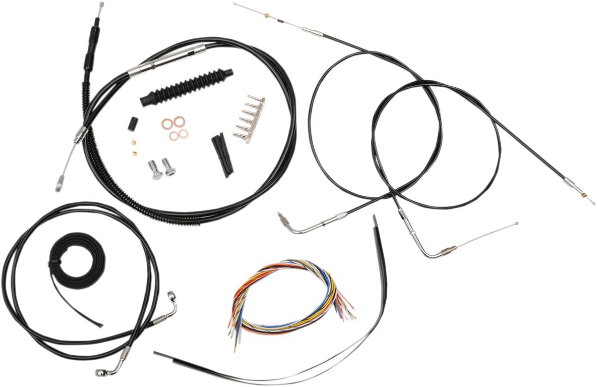 LA CHOPPERS CABLE AND BRAKE LINE KIT BLACK VINYL FOR 15"-17" APE HANGERS LA-8210KT2A-16B