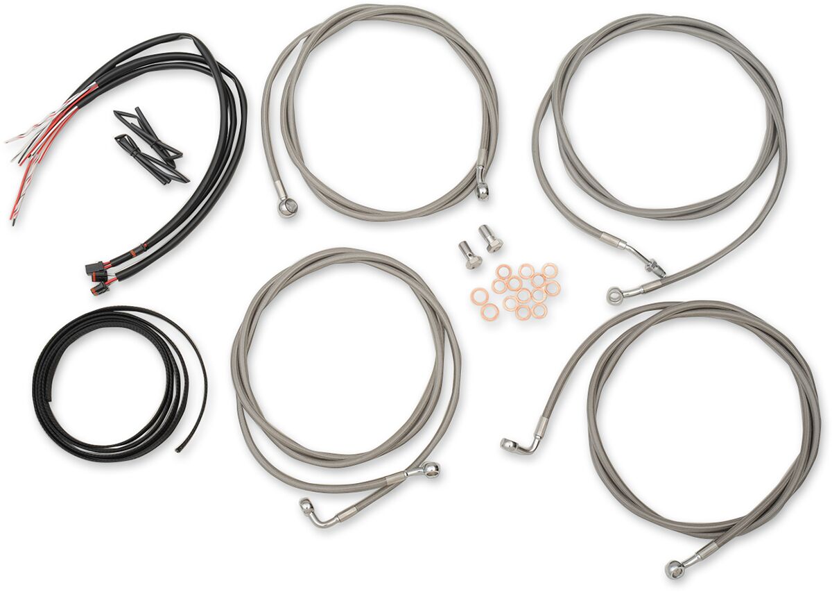 LA CHOPPERS HANDLEBAR CABLE/BRAKE & CLUTCH LINE/WIRE KITS AND COMPONENTS / STAINLESS STEEL / NATURAL LA-8054KT2-16