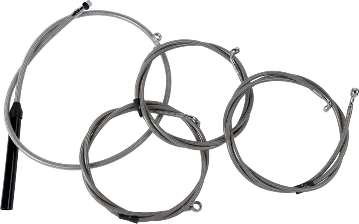 LA CHOPPERS Handlebar Cable/Brake Line Kit - Complete - Stock Handlebars - Stainless LA-8059KT2-08