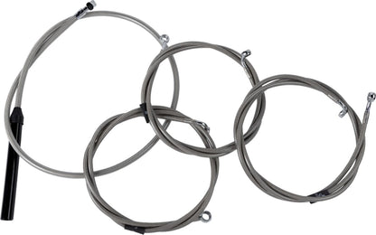 LA CHOPPERS Handlebar Cable/Brake Line Kit - Complete - Stock Handlebars - Stainless LA-8059KT2-08