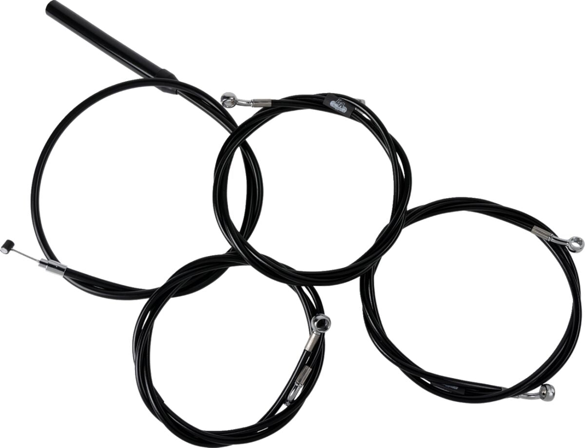 LA CHOPPERS Handlebar Cable/Brake Line Kit - Complete - Stock Handlebars - Black Vinyl LA-8059KT2-08B