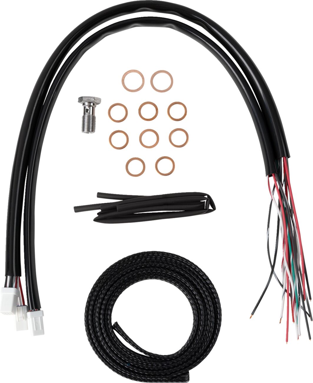 LA CHOPPERS Handlebar Cable/Brake Line Kit - Complete - Stock Handlebars - Black Vinyl LA-8059KT2-08B
