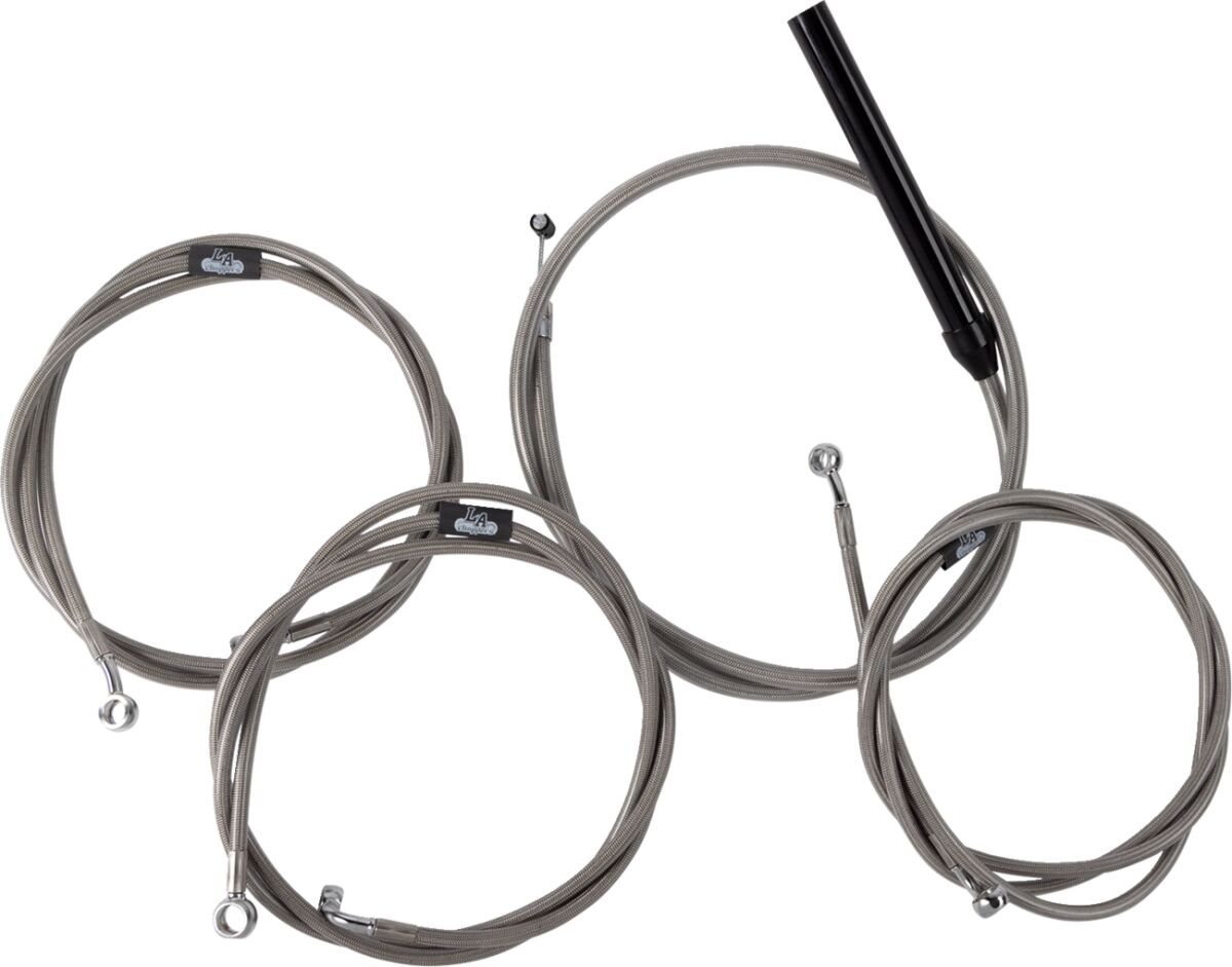LA CHOPPERS Handlebar Cable/Brake Line Kit - Complete - 12" - 14" Handlebars - Stainless LA-8059KT2-13