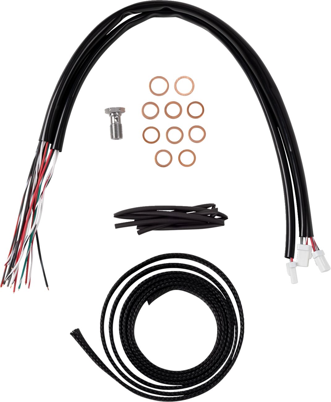 LA CHOPPERS Handlebar Cable/Brake Line Kit - Complete - 12" - 14" Handlebars - Stainless LA-8059KT2-13