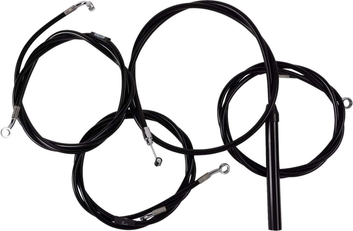 LA CHOPPERS Handlebar Cable/Brake Line Kit - Complete - 12" - 14" Handlebars - Black Vinyl LA-8059KT2-13B