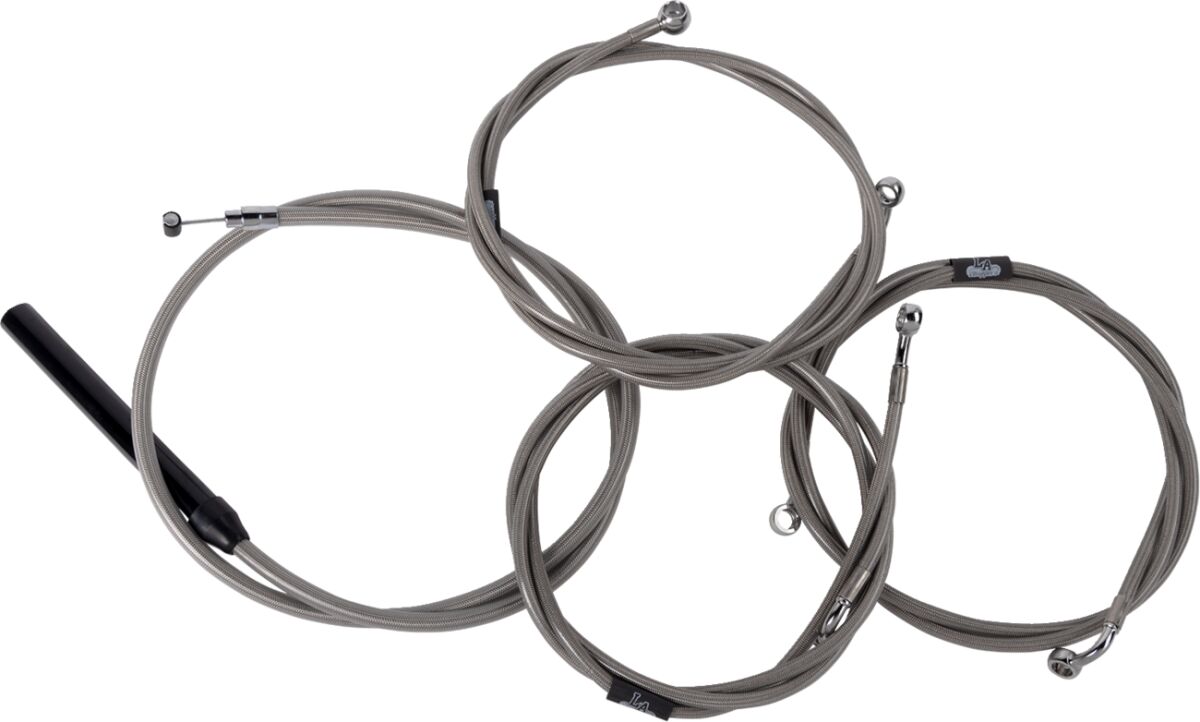 LA CHOPPERS Handlebar Cable/Brake Line Kit - Complete - 15" - 17" Handlebars - Stainless LA-8059KT2-16