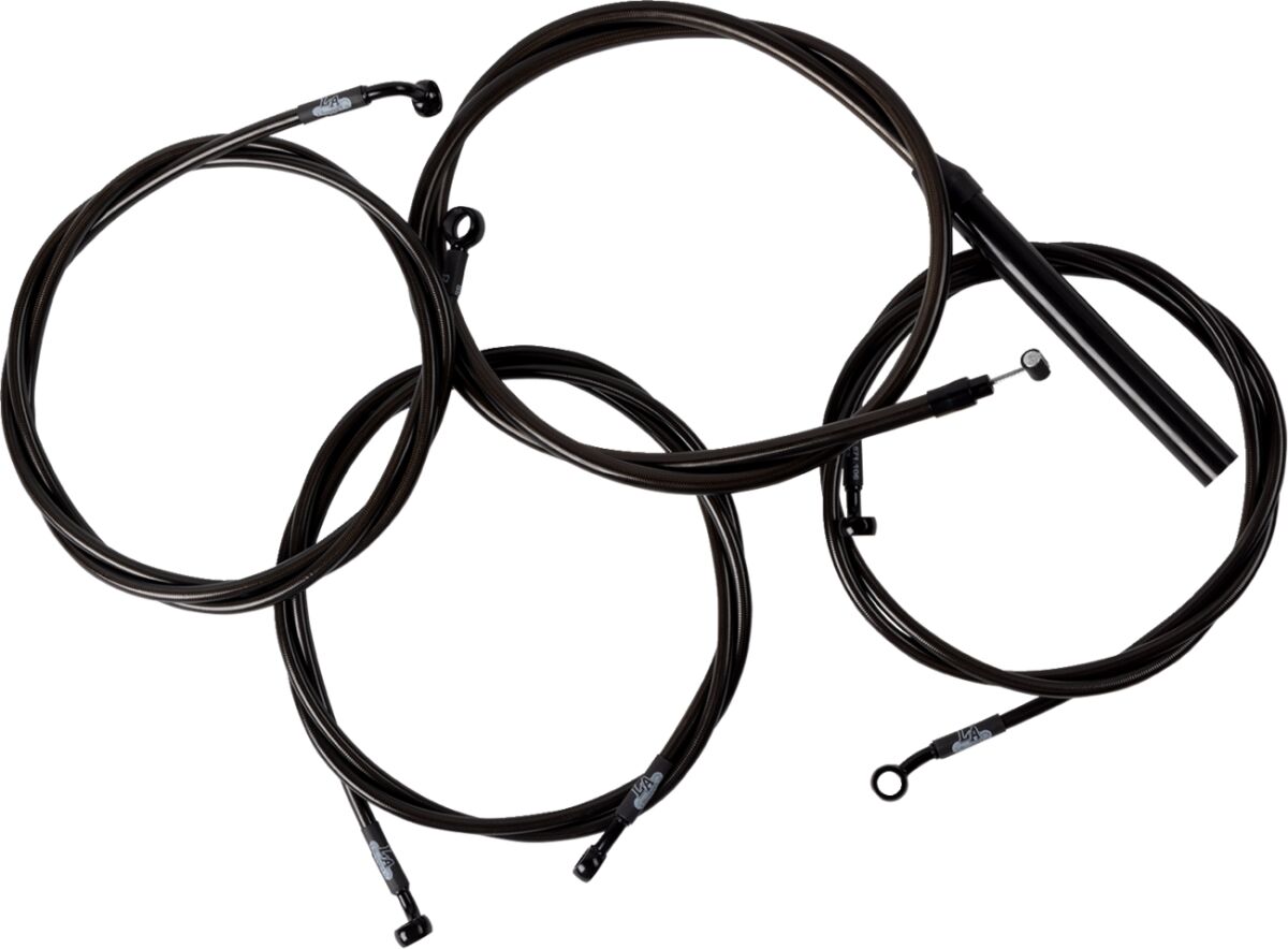 LA CHOPPERS Handlebar Cable/Brake Line Kit - Complete - 15" - 17" Handlebars - Midnight LA-8059KT2-16M
